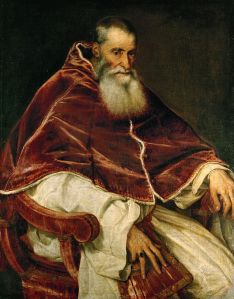 Retrato do Papa Paulo III, 1543. Galleria Nazionale di Capodimonte, Nápoles, Itália